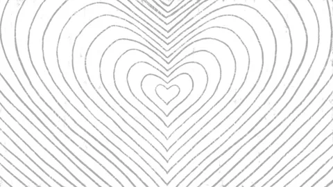 Grayscale Hand Drawn Heart Pattern with Playful Animated Pencil Lines Stockbeeldmateriaal 341812707