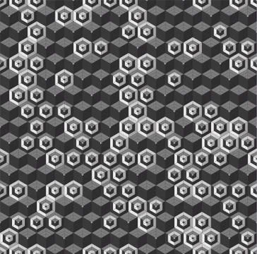 Grayscale hexagonal seamless vector pattern. Volumetric hexagon elements plac 스톡 일러스트