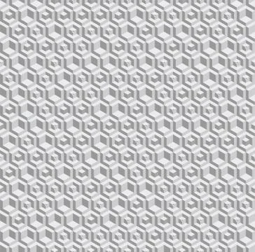 Grayscale hexagonal seamless vector pattern. Volumetric hexagon elements plac Stock Illustration