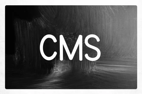 A grayscale illustration with the acronym of the "Content management system"  Stock Illustration