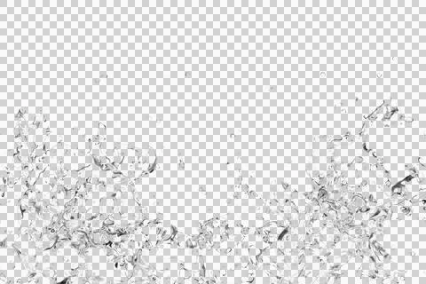A grayscale image depicts a dynamic splash of water Stock Photos