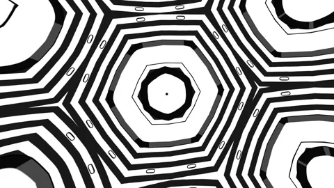 Grayscale Kaleidoscope Animation Featuring Abstract 3D Geometric Forms Stock Footage 340018386