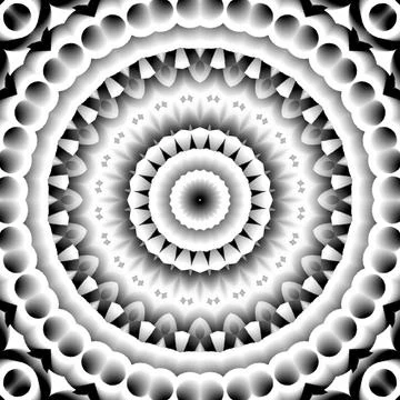 Grayscale kaleidoscope pattern with circle elements Stockillustratie