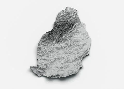 Grayscale of Mauritius Map designed by the land structure on white Background, Stock Illustration