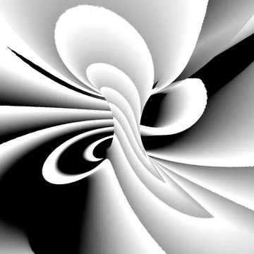 Grayscale optical illusion with swirling elements; a 3D render Stock Illustration