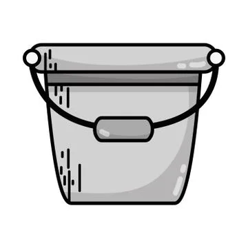 Grayscale pail plastic object to clean house Stockillustratie
