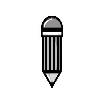 Grayscale pencil object with eraser to drawing design Stock Illustration