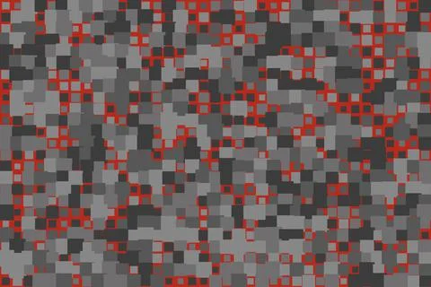 Grayscale pixel style cubes on red background Stock Illustration