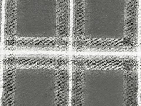 Grayscale plaid fabric texture with intersecting white stripes on charcoal .. Stock Photos