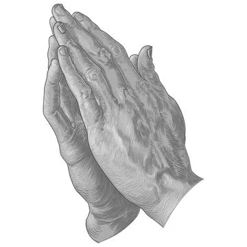 Grayscale Praying Hands Illustration Stock-Illustration