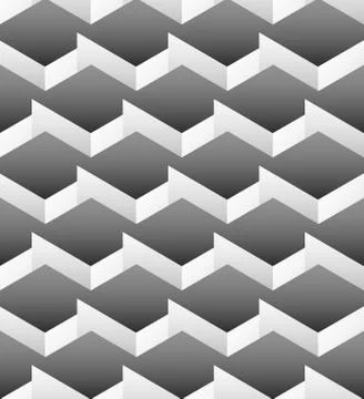 Grayscale repeatable pattern made of isometric cubes Illustrazione stock