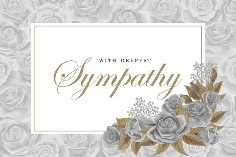Grayscale rose bouquets with white frame and text on silver rose background Иллюстрация