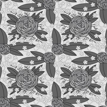 Grayscale Rose Pattern Stock Illustration