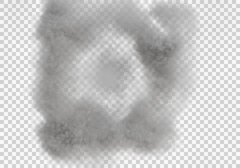 A grayscale, square-shaped cloud-like formation with a circular void at its.. Stock Photos