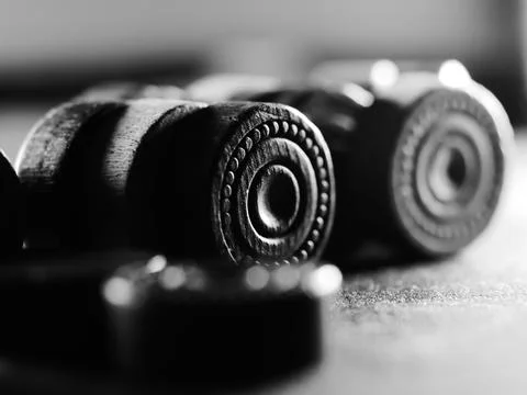 Grayscale studio shot of backgammon pieces Stock Photos