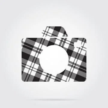Grayscale tartan isolated icon - camera Stock Illustration