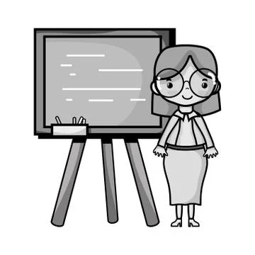Grayscale teacher teaching class lesson in the backcoard Stock Illustration