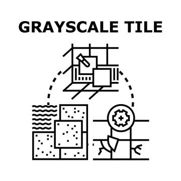 Grayscale tile construction installation and repair concept Stock Illustration