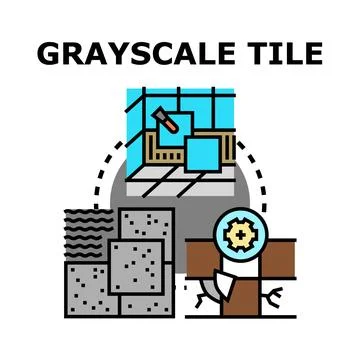 Grayscale tile construction installation and repair concept Stock Illustration