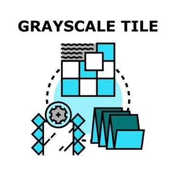 Grayscale tile creating process concept outline 스톡 일러스트