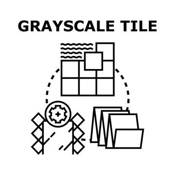 Grayscale tile creating process concept outline 스톡 일러스트