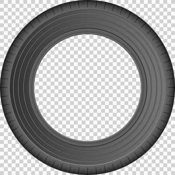 A grayscale tire is shown in a central view with a black background and dis.. Stock Illustration