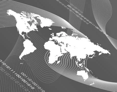 Grayscale world map Stock Illustration