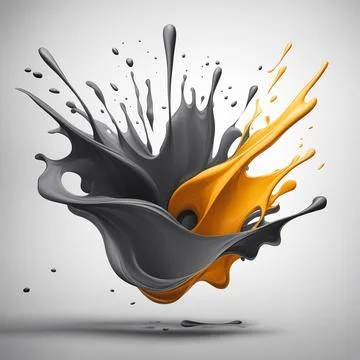 Gray,white ink splashes isolated on white background. Stock Photos