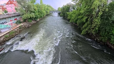 Graz Austria Mur river bridge with padlocks 16.08.2025 Stock Footage 315051557
