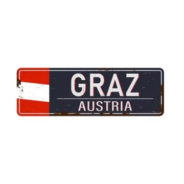 Graz, Austria, road sign vector illustration, road table Stock Illustration