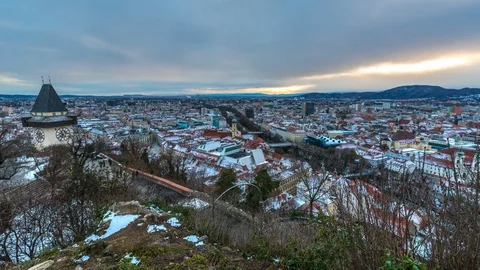 Graz day to night timelapse Видео 103428553