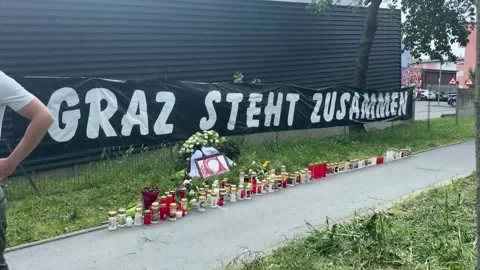 Graz high school students try to understand the horror: "Let us mourn", GRAZ, AT Stock Footage 311054200