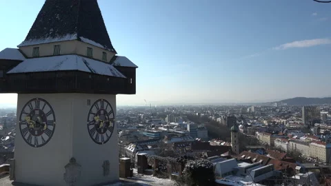 Graz Uhrturm Winter 스톡 동영상 136731295