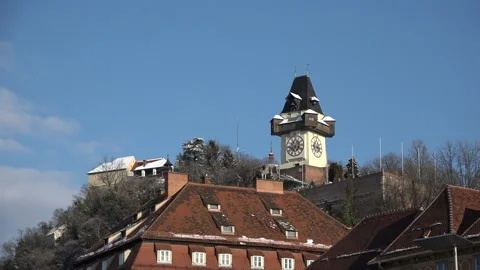 Graz Uhrturm Winter 스톡 동영상 136731760