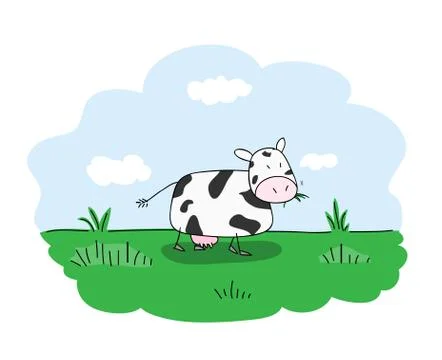 Grazing Cow Stock Illustration