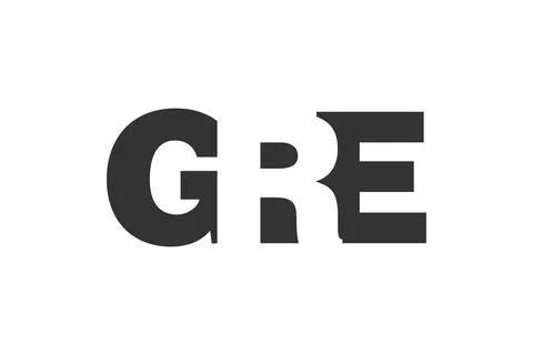 GRE logo design. Initial letter G R E bold font style for tech startups, co.. Stock Illustration