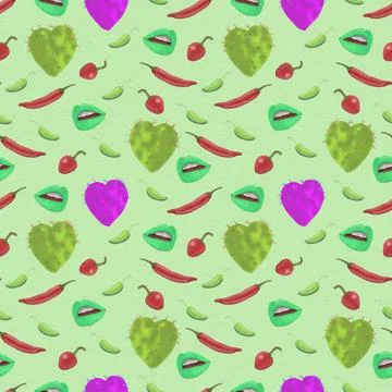Grean peper and lips Stock Illustration