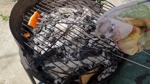 Grease the grill with ham Stock Footage 157821301
