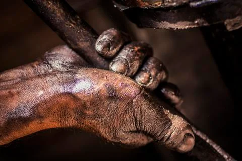Grease on hands Stock Photos