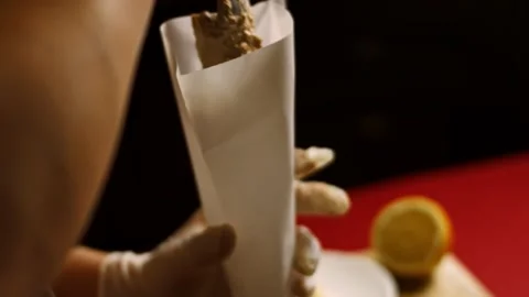 Grease with walnut paste. Ladie's Caprice Salad in form of Pinapple. Russian Stock Footage 156717100