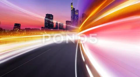 Greased light in hight city Stock Photos