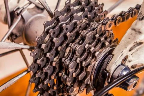 Greasy Bicycle Chain Stock Photos