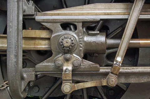 Greasy piston on steam engine Stock Photos