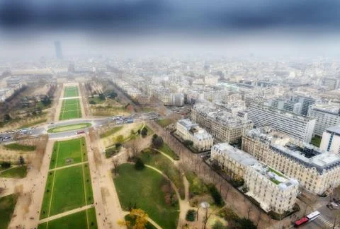Great aerial view of Eiffel Tower surroundings - Paris Stock-Fotos