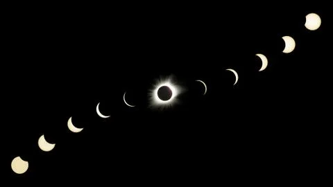 Great American Eclipse Composite Showing All Phases Stock Photos