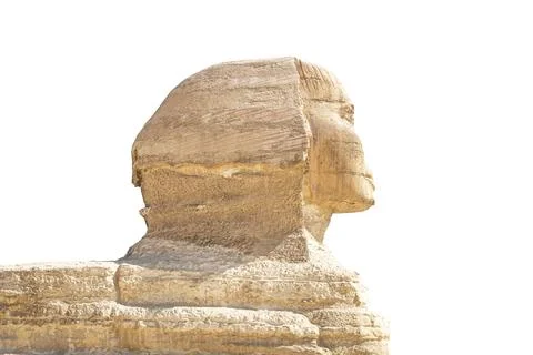 The great ancient Sphinx isolated on a white background. side view Stock Photos