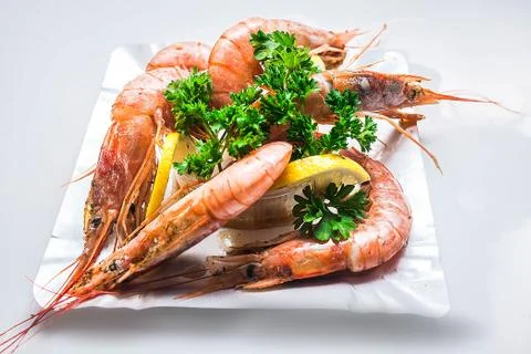 Great appetizing shrimps Stock Photos