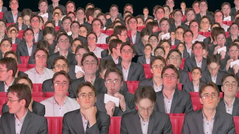 Great audience. Business training. Different emotions in the audience Stock Footage 88063105