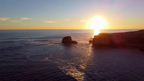 Great Australian Bight sea cliffs drone arc Stock Footage 151611901