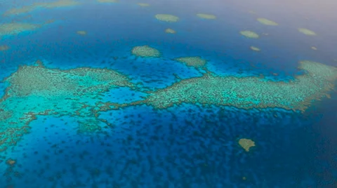The Great Barrier Reef from the air, Australia Stock Footage